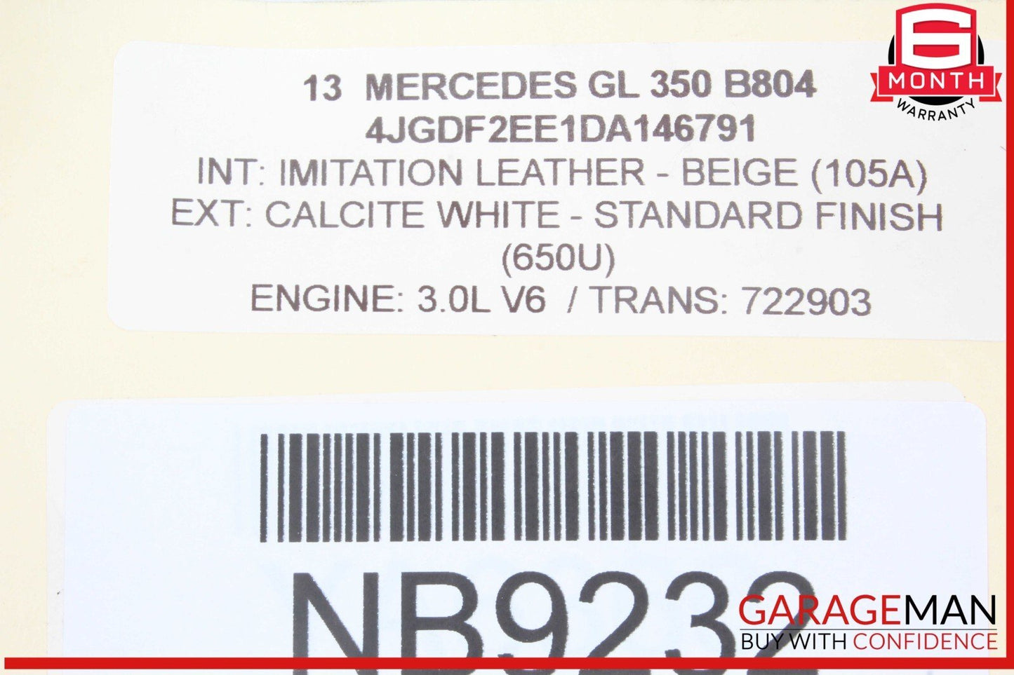 12-16 Mercedes X166 GL350 GL450 Rear Right Side Interior Roof Grab Handle