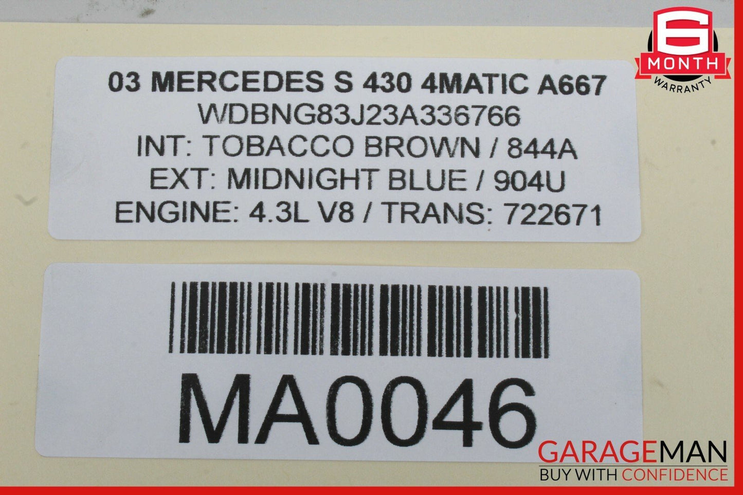 03-06 Mercedes W220 S500 S430 Front Right Side Seat Control Module Unit