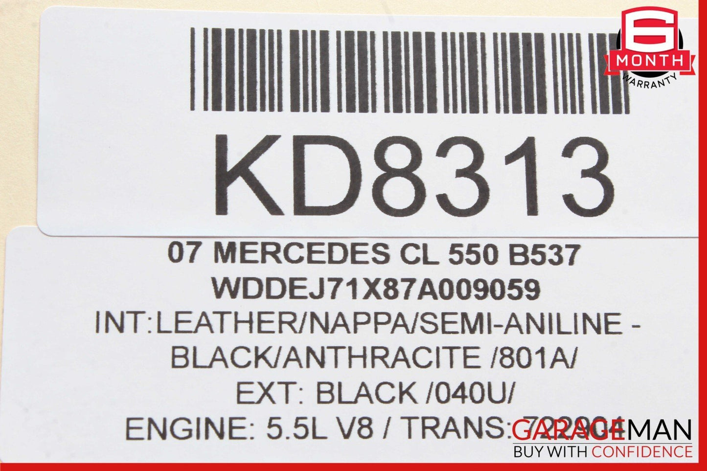 07-14 Mercedes W216 CL550 CL600 S550 Rear Right Side Quarter Airbag Air Bag OEM