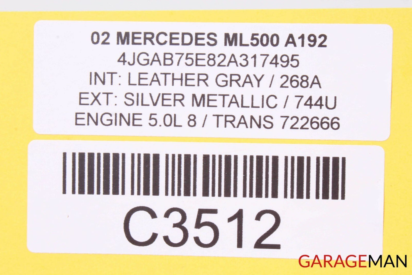 98-05 MERCEDES W163 ML500 FRONT UPPER RADIATOR SUPPORT CORE OEM