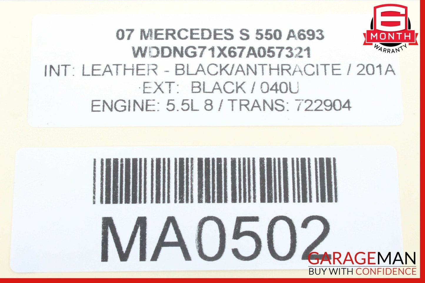 07-13 Mercedes W221 S550 S600 Rear Right Passenger Exterior Door Handle Black