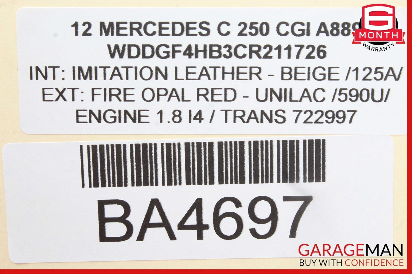 12-14 Mercedes W204 C250 C300 Rear Left Side Exterior Door Handle OEM