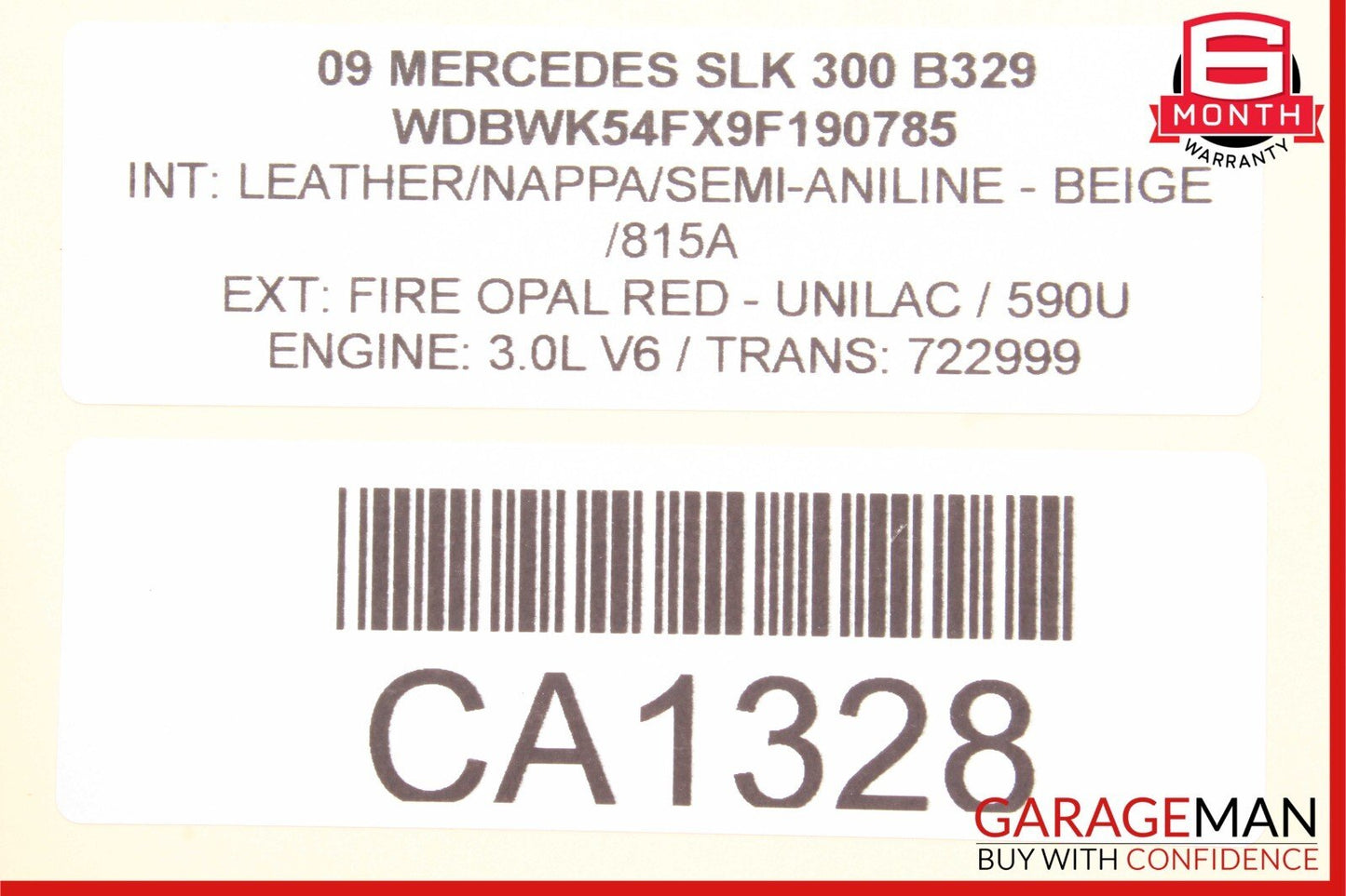 05-11 Mercedes R171 SLK350 SLK280 Overhead Reading Dome Light Lamp Black