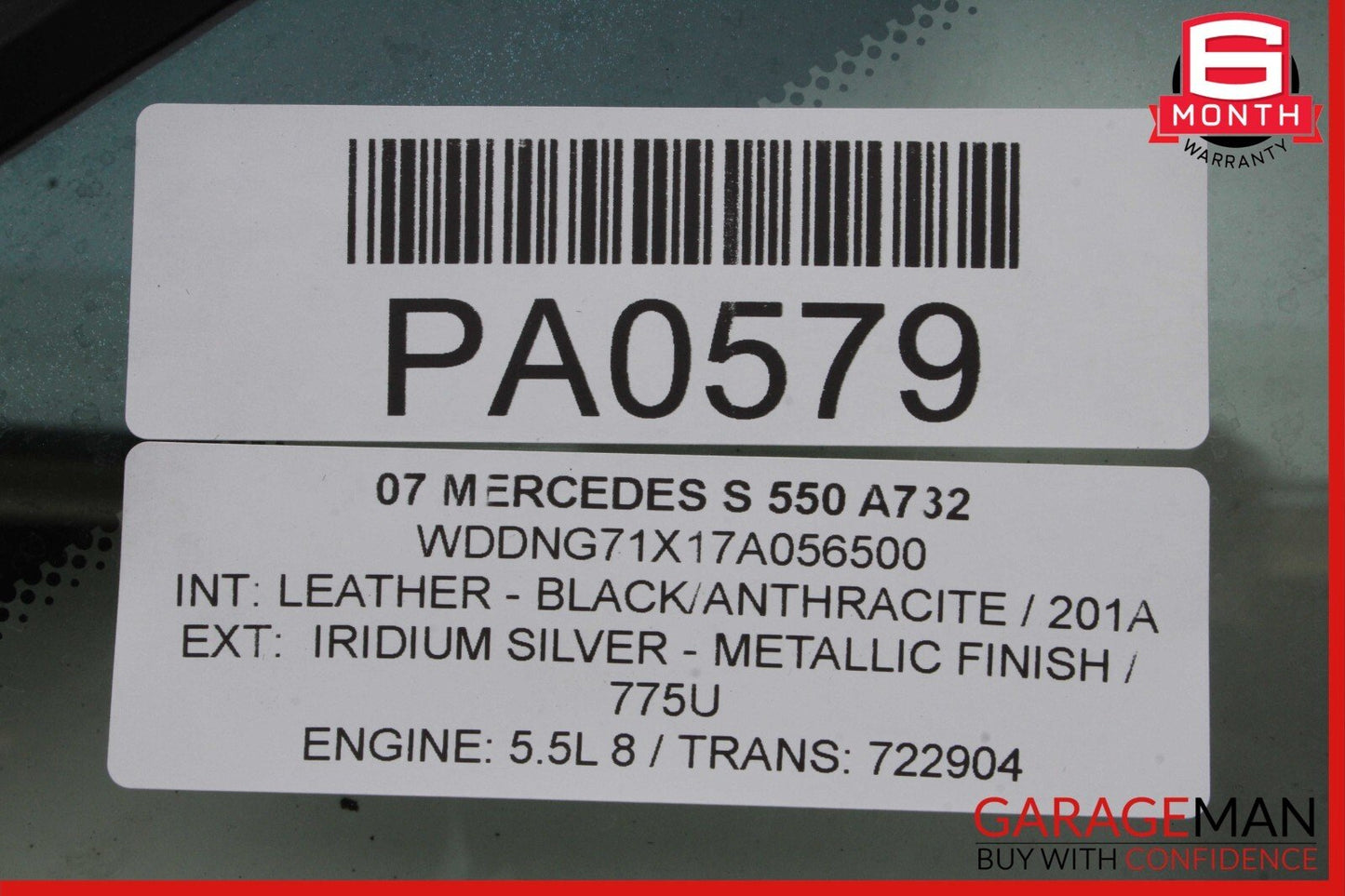 07-13 Mercedes W221 S350 S550 Rear Right Side Door Quarter Window Auto Glass