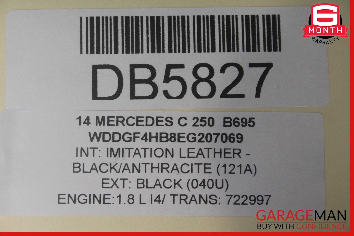 08-14 Mercedes W204 C250 Sedan Rear Left Side Interior Door Panel Anthracite
