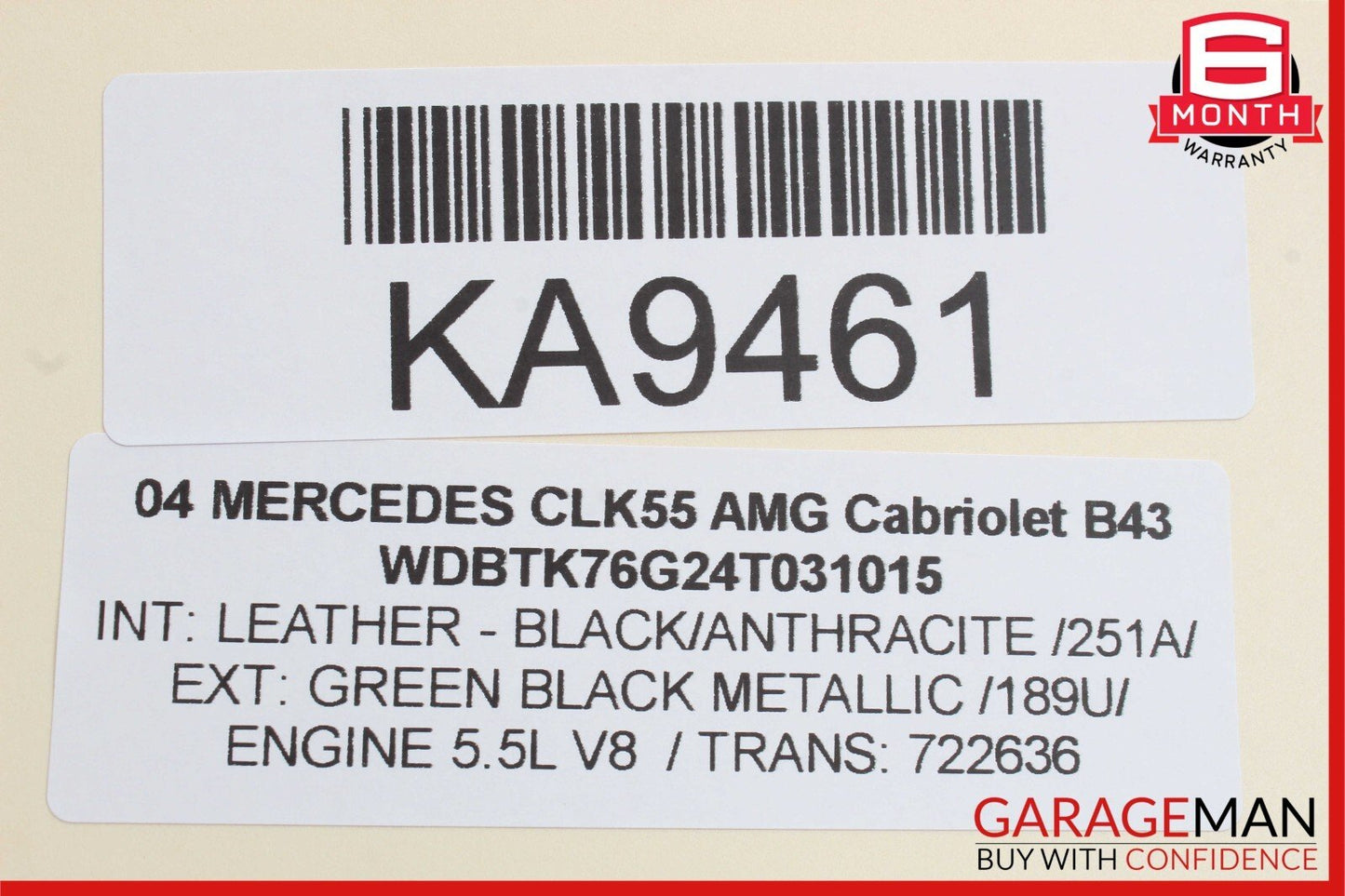 03-09 Mercedes W209 CLK55 AMG Front Right Side Mirror Door Rear View Green Black