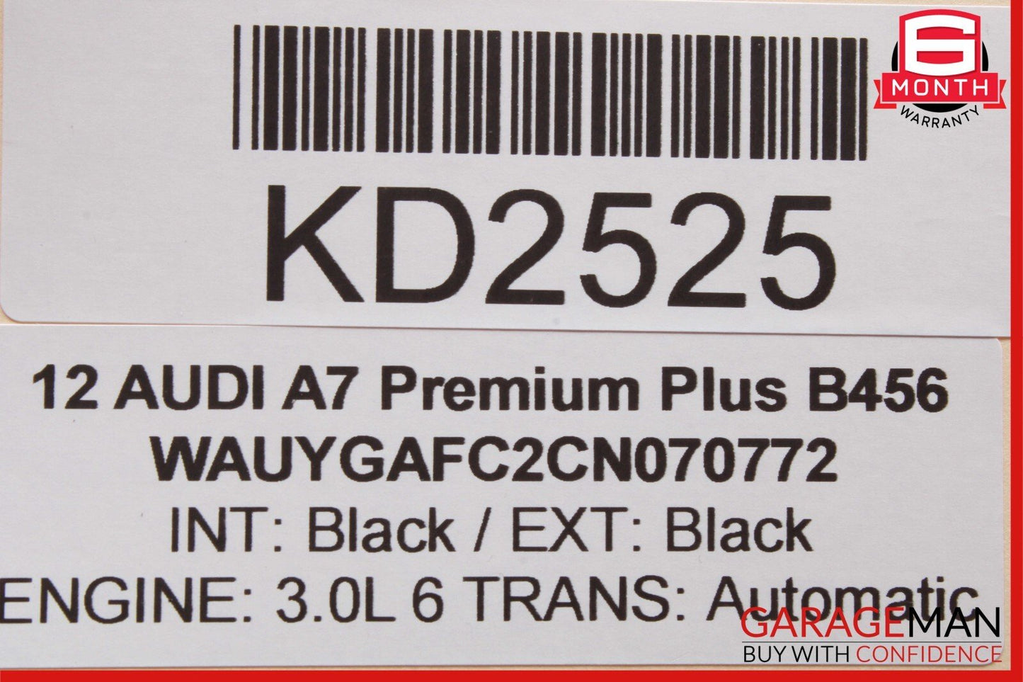 12-18 Audi A7 Front Left / Right Seat Headrest Head Rest Black OEM