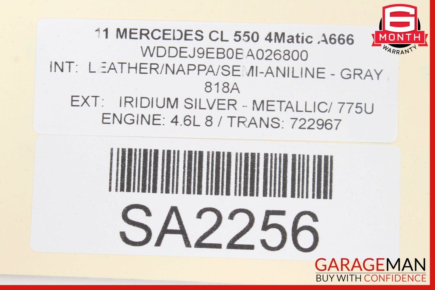 07-14 Mercedes W216 CL550 Dashboard Dash Board Glove Box Glovebox Grey OEM