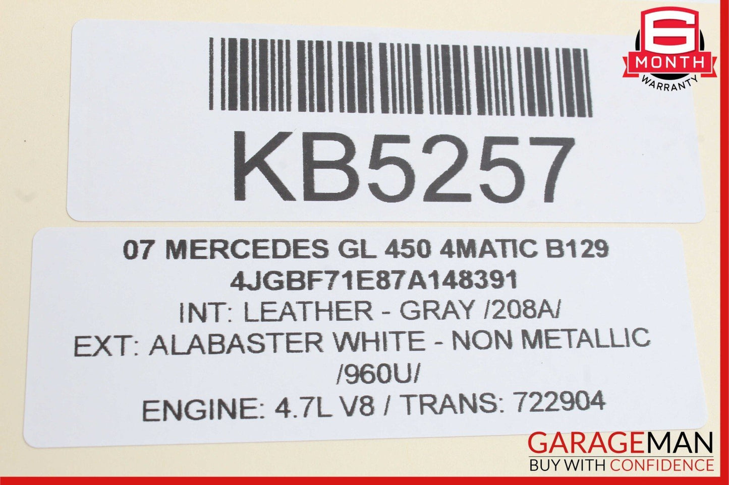 07-12 Mercedes GL450 R320 ML450 Seat Headrest Screen Monitor Display Trim Gray