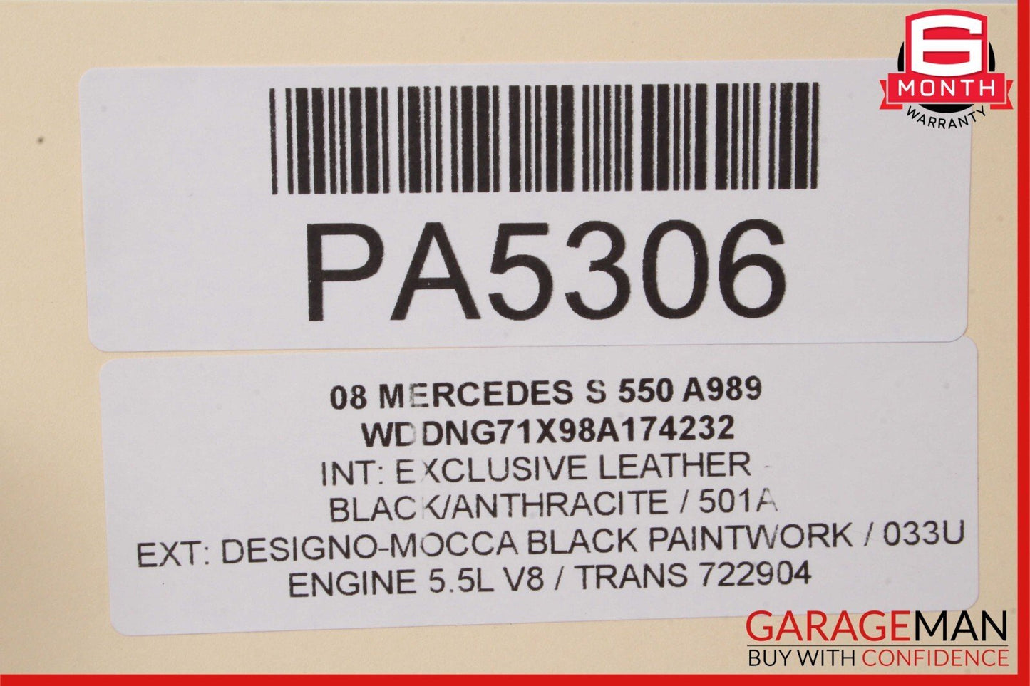 07-09 Mercedes W221 S550 Rear Left Driver Side Top Upper Seat Cushion Cover OEM