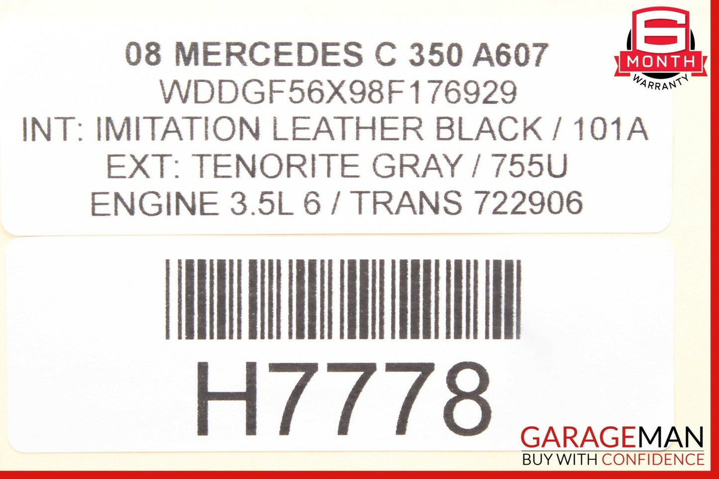 08-11 Mercedes W204 C350 Rear Left Door Lock Latch Actuator w/ Handle Grey