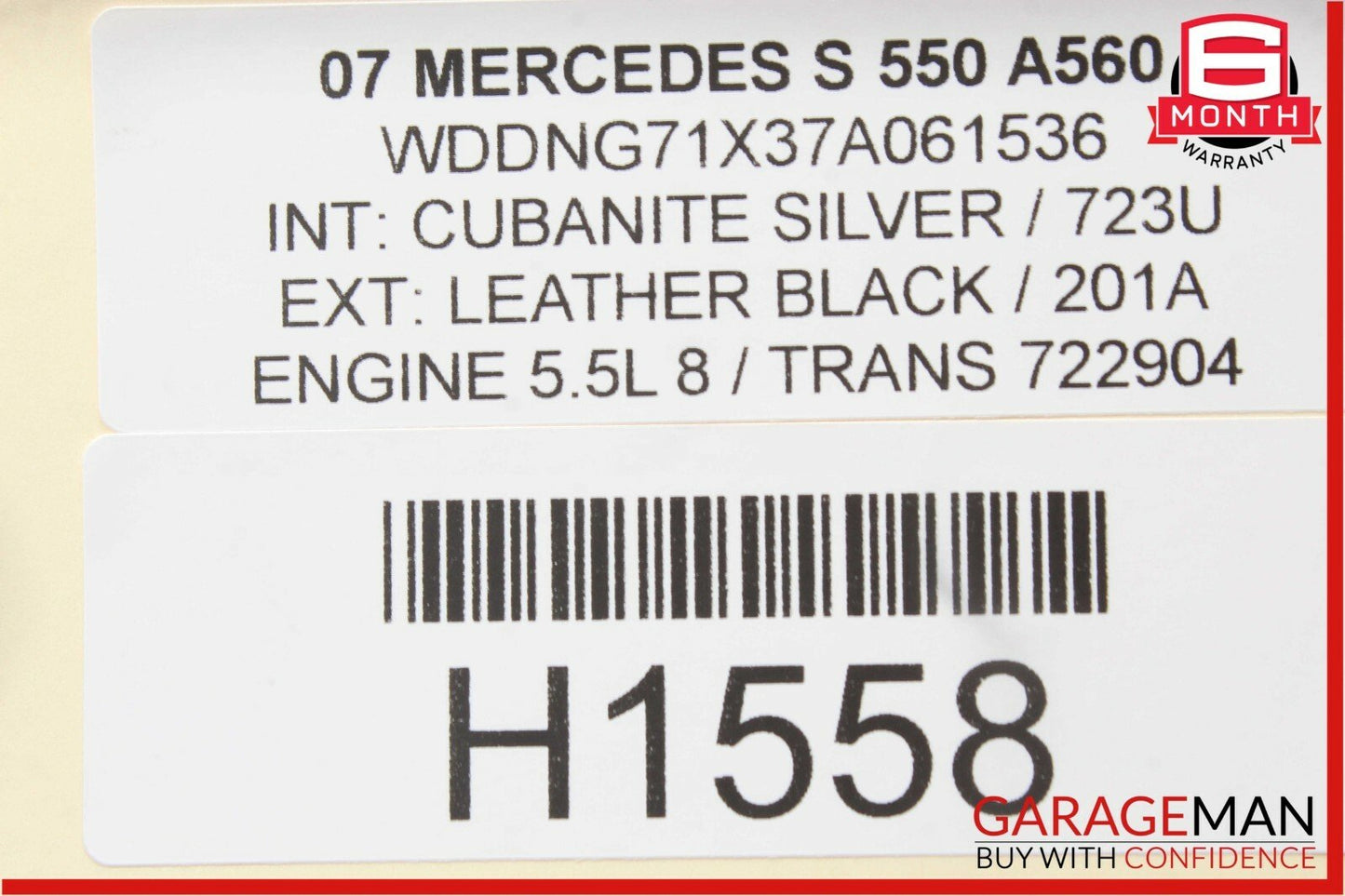 07-12 Mercedes W216 CL550 S550 Engine Motor Air Valve 0021407560 OEM