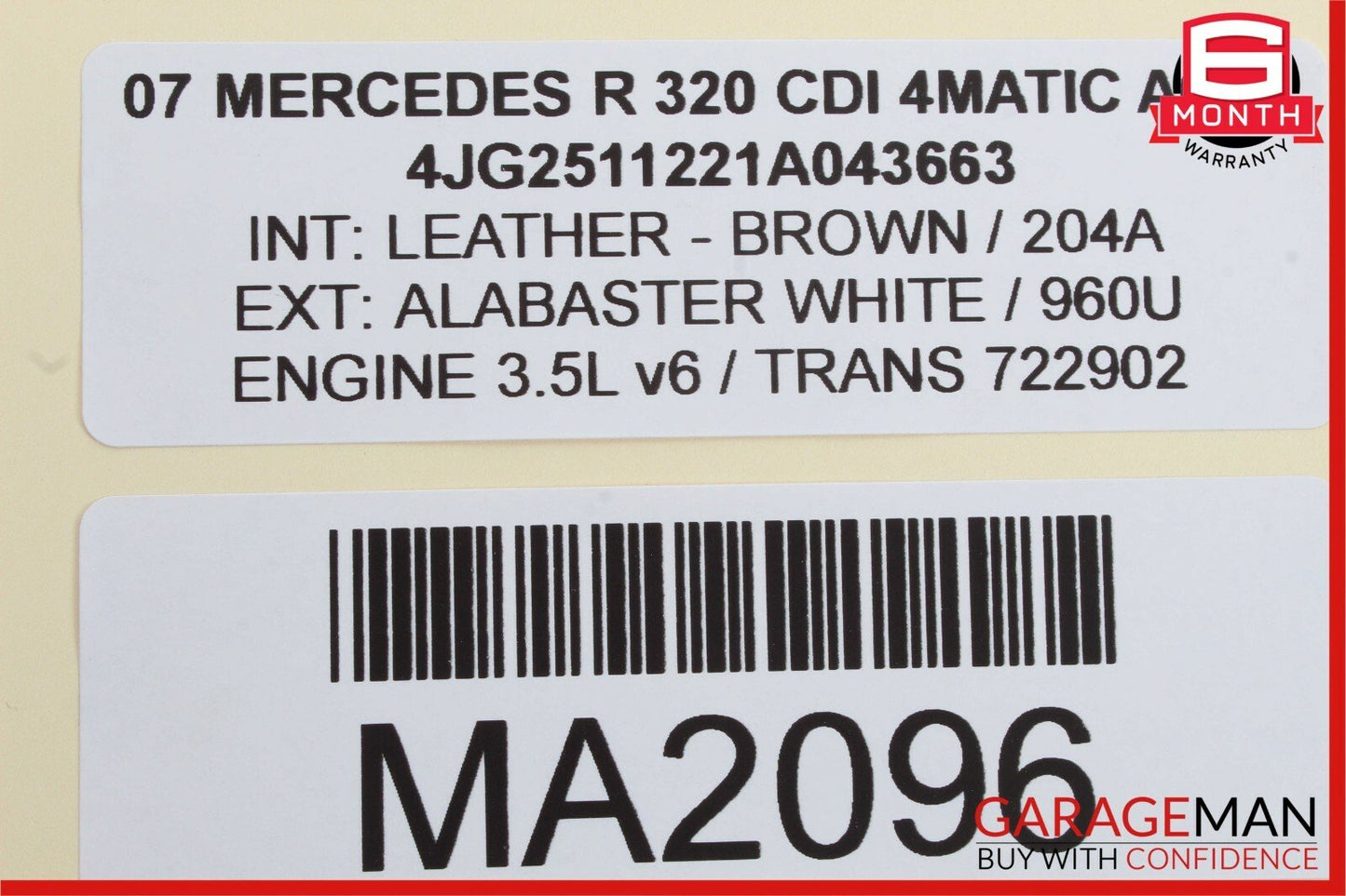 06-13 Mercedes W251 R320 R500 Panoramic Sunroof Roller Blind Shade Cover Brown