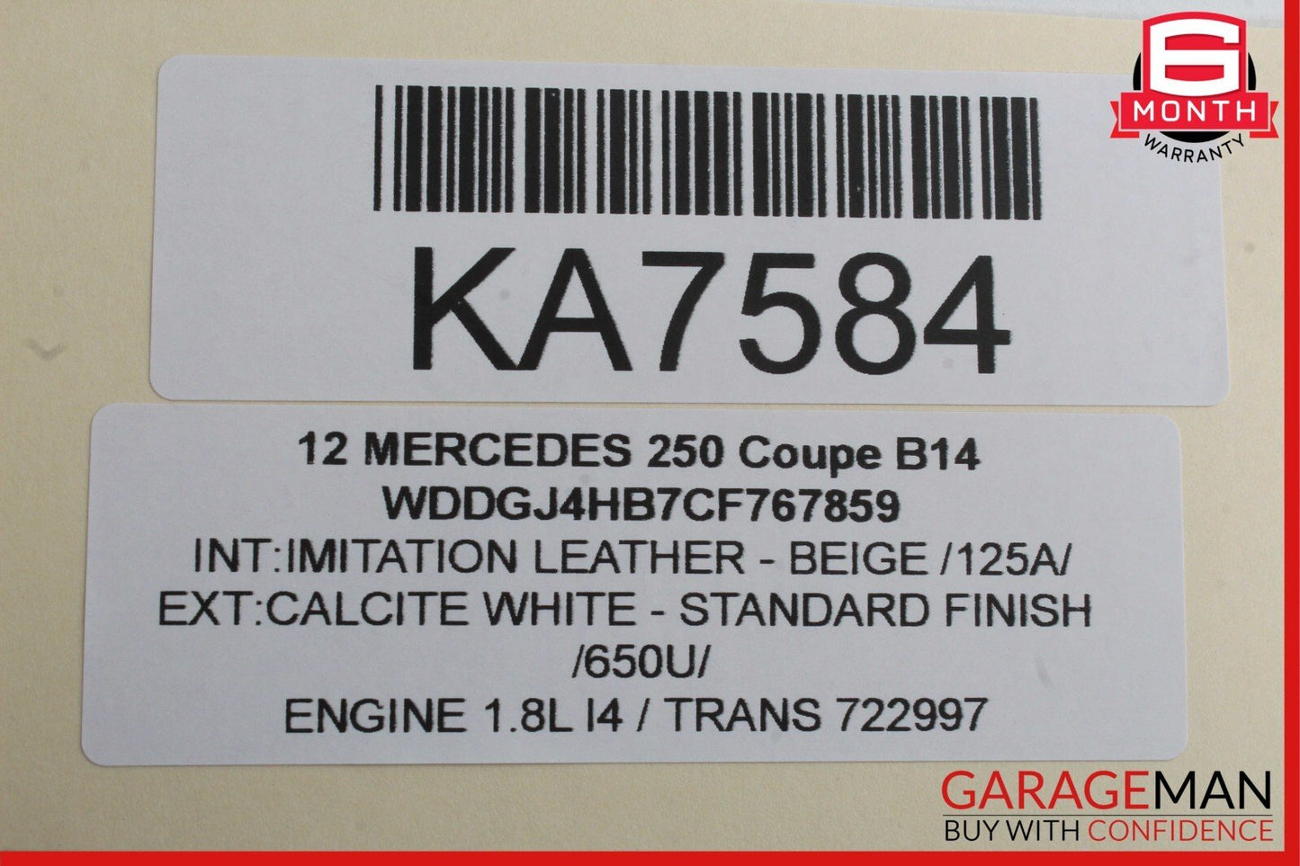 10-16 Mercedes W212 E350 E400 C250 Interior Rear View Mirror Beige