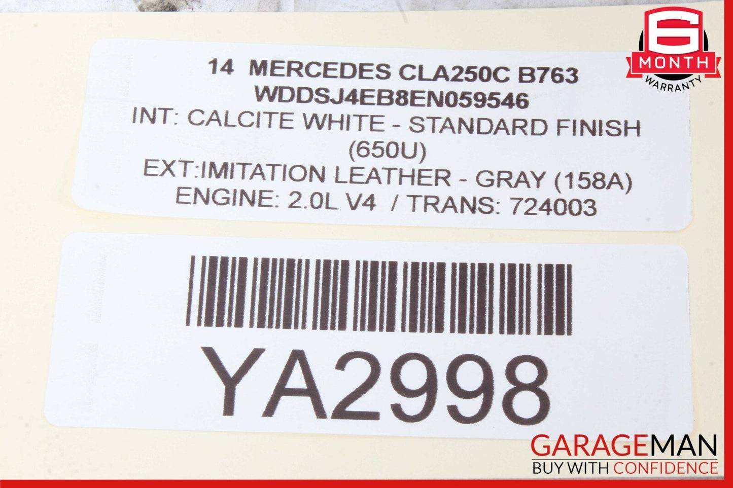 14-18 Mercedes W117 CLA250 Right Passenger Side Exterior Door Handle Assy White