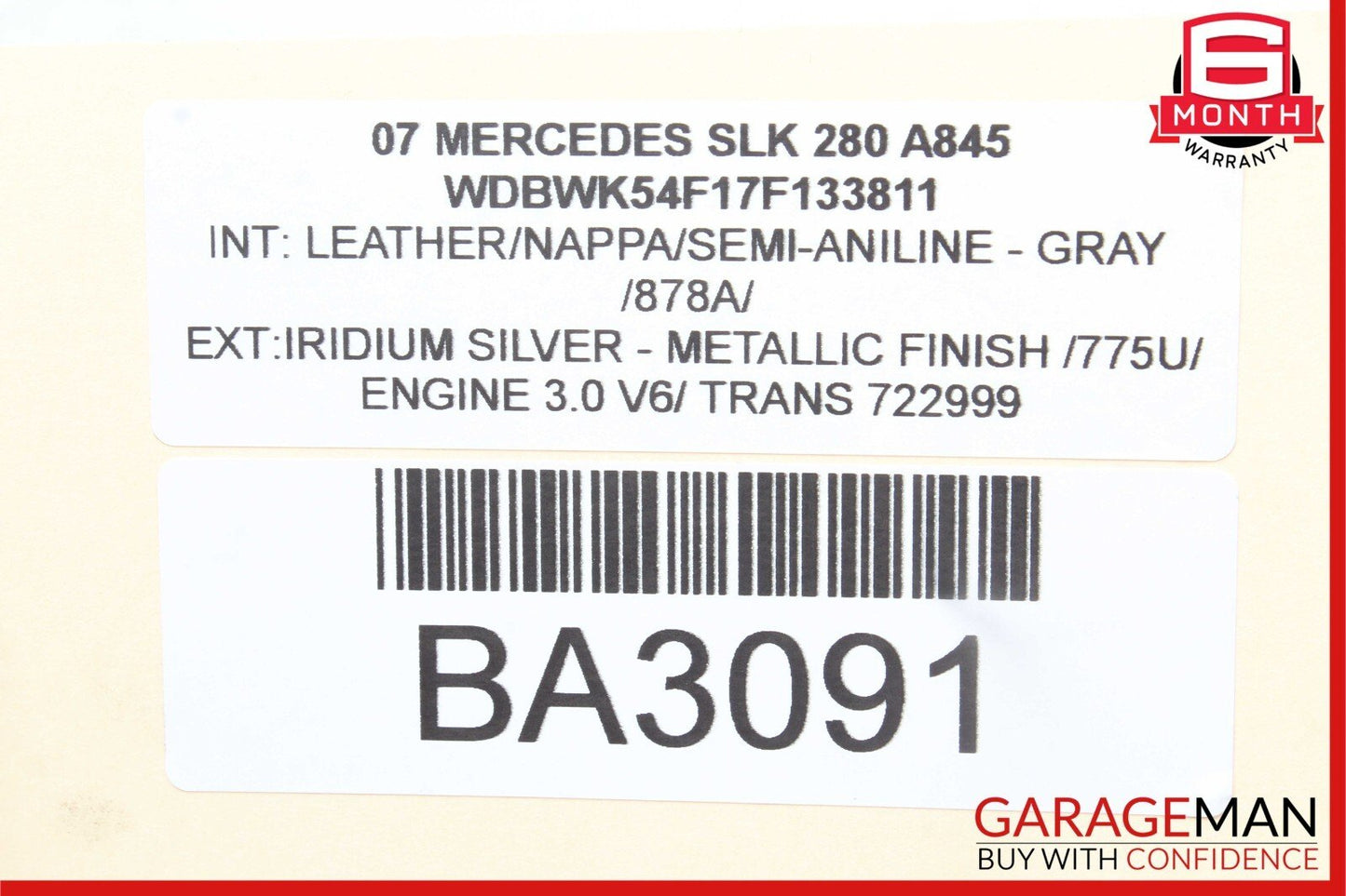 05-11 Mercedes R171 SLK280 SLK350 Front Left Side Exterior Door Handle Silver