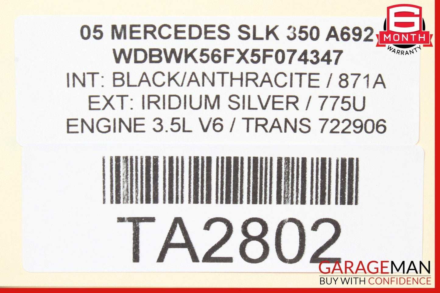 05-11 Mercedes R171 SLK280 SLK350 Front Right Interior Door Panel Cover Black