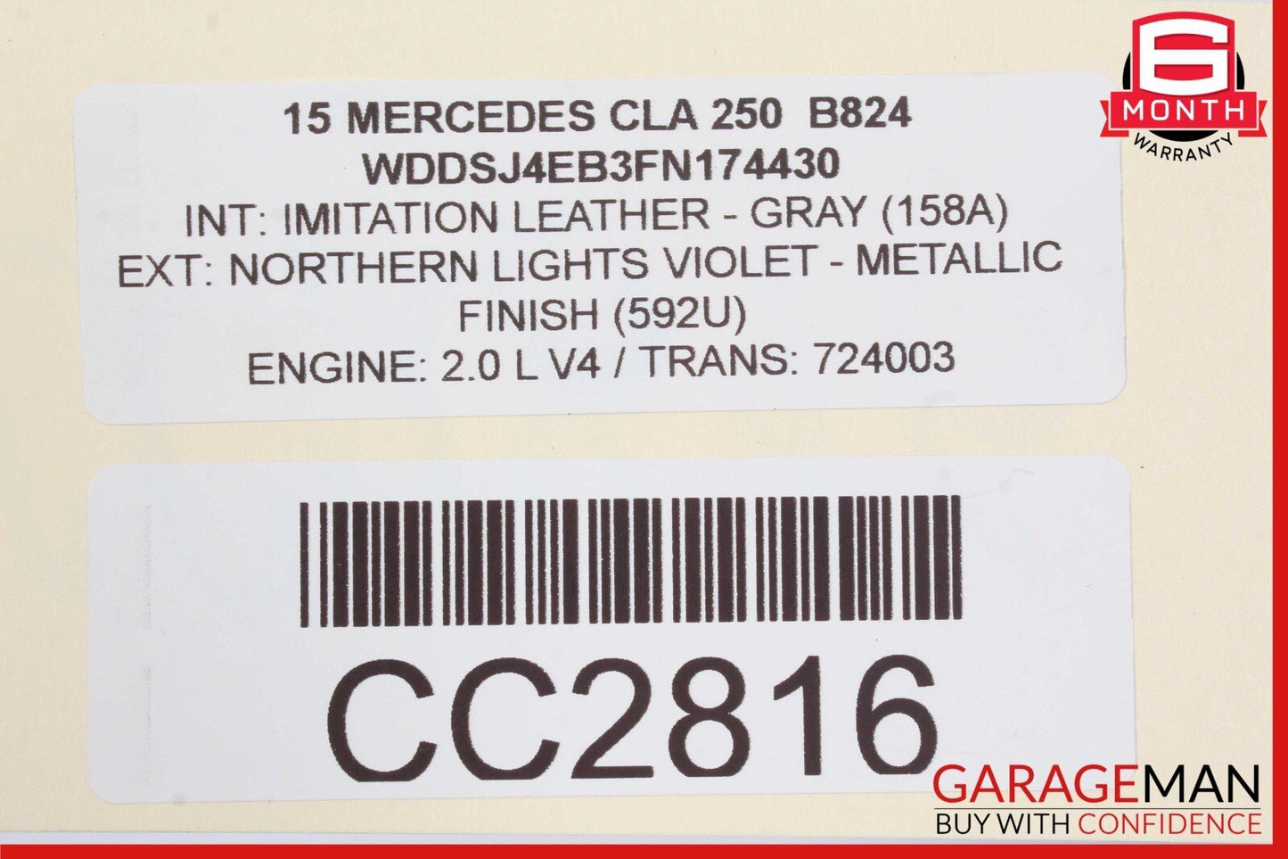 14-18 Mercedes W117 CLA250 Front Left Interior Door Trim Panel Cover Assy Gray