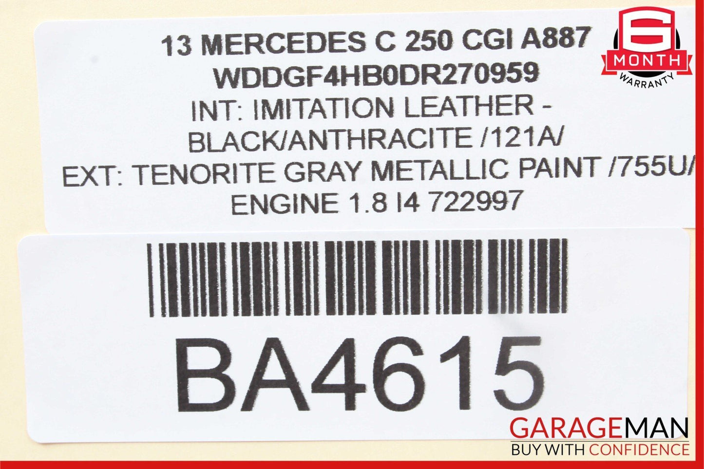 08-14 Mercedes W204 C250 Rear Right Exterior Door Handle w/ Door Actuator OEM