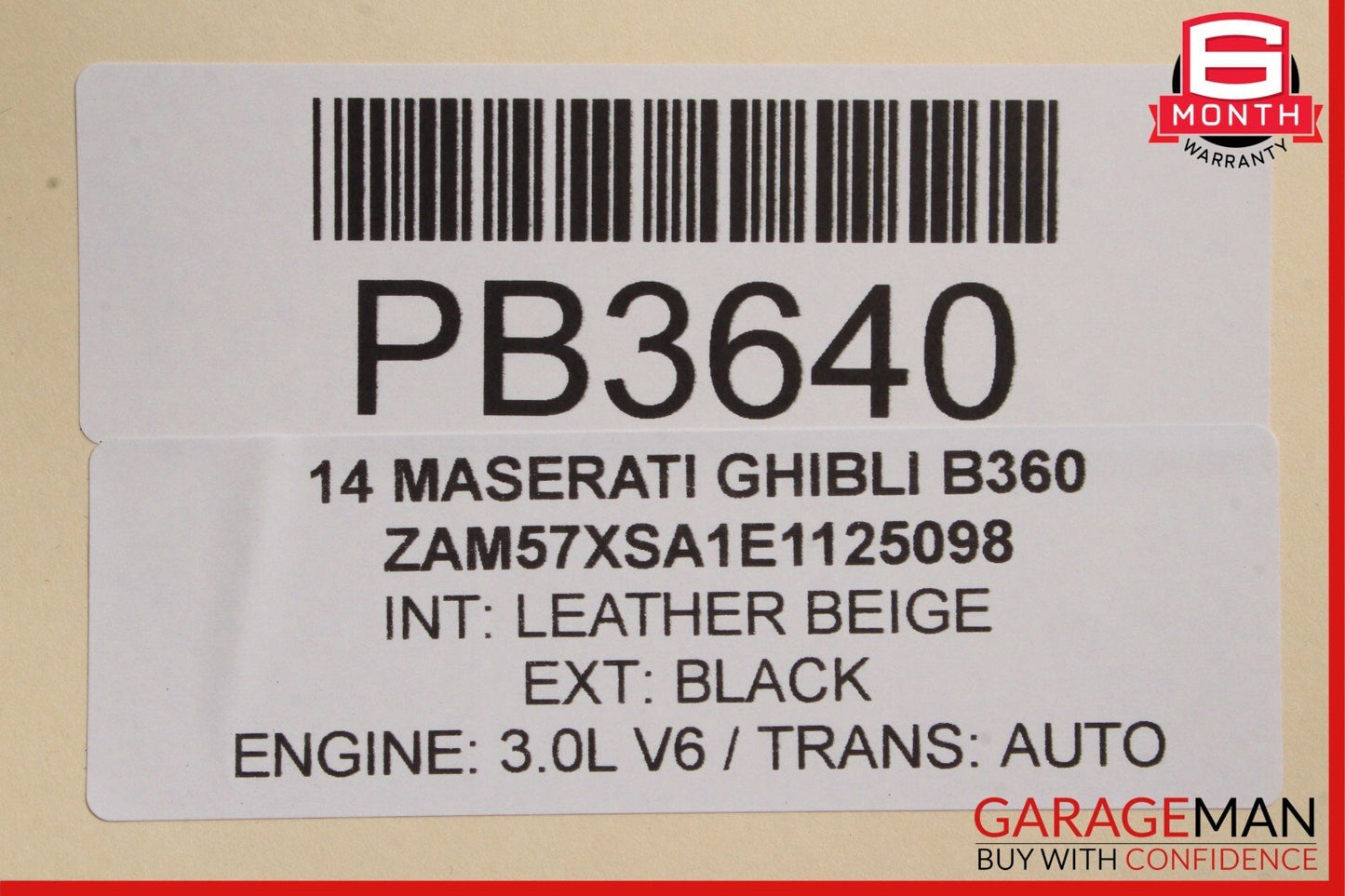 14-17 Maserati Ghibli Rear Lower Bottom Bench Seat Cushion Cover Beige OEM