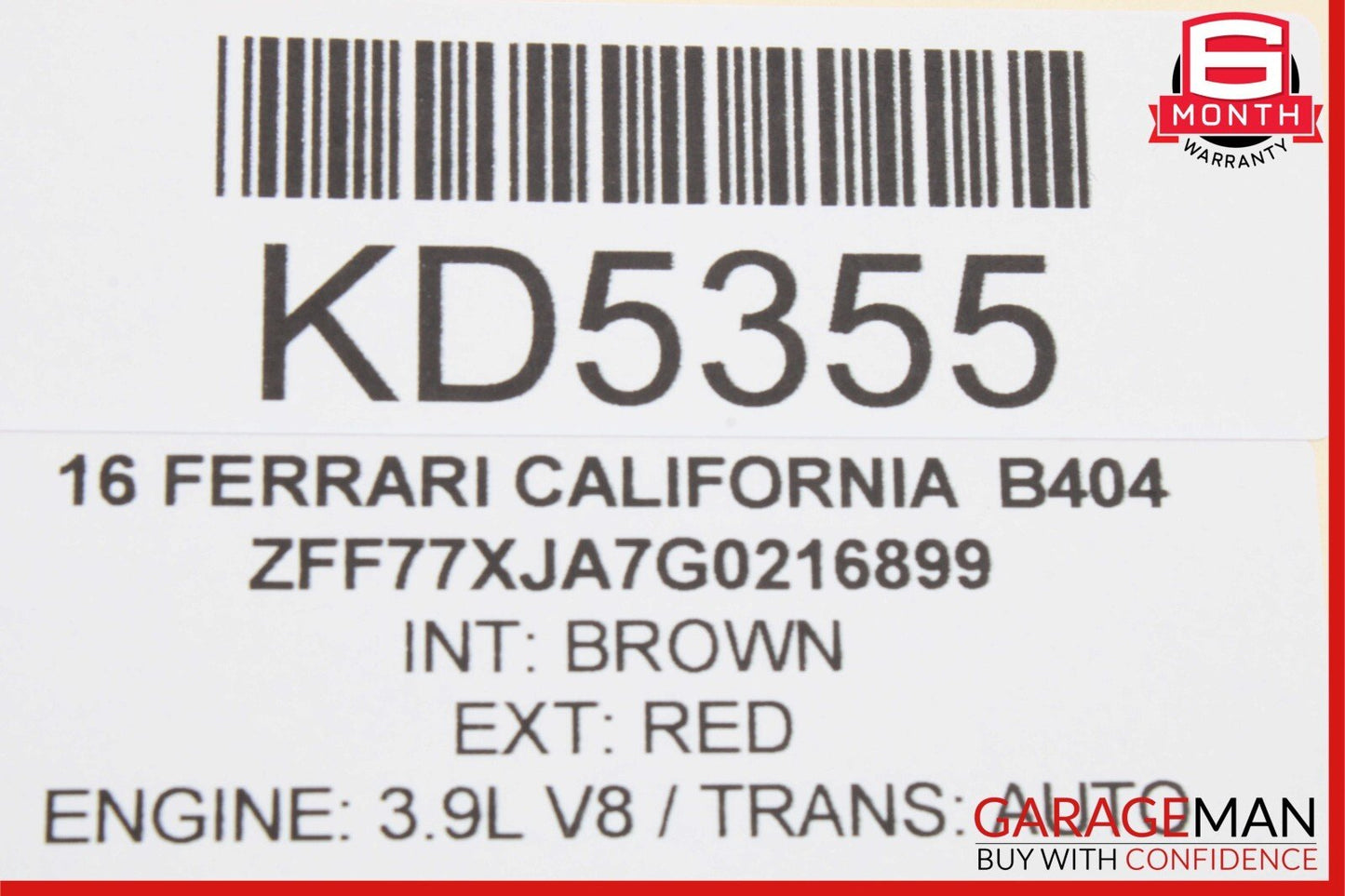 15-18 Ferrari California T Left Trunk Carpet 86062200 OEM