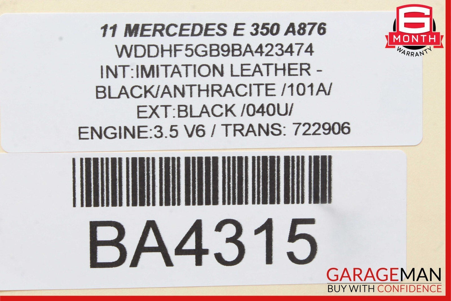 10-14 Mercedes W212 E350 Rear Right Passenger Side Door Window Regulator Motor