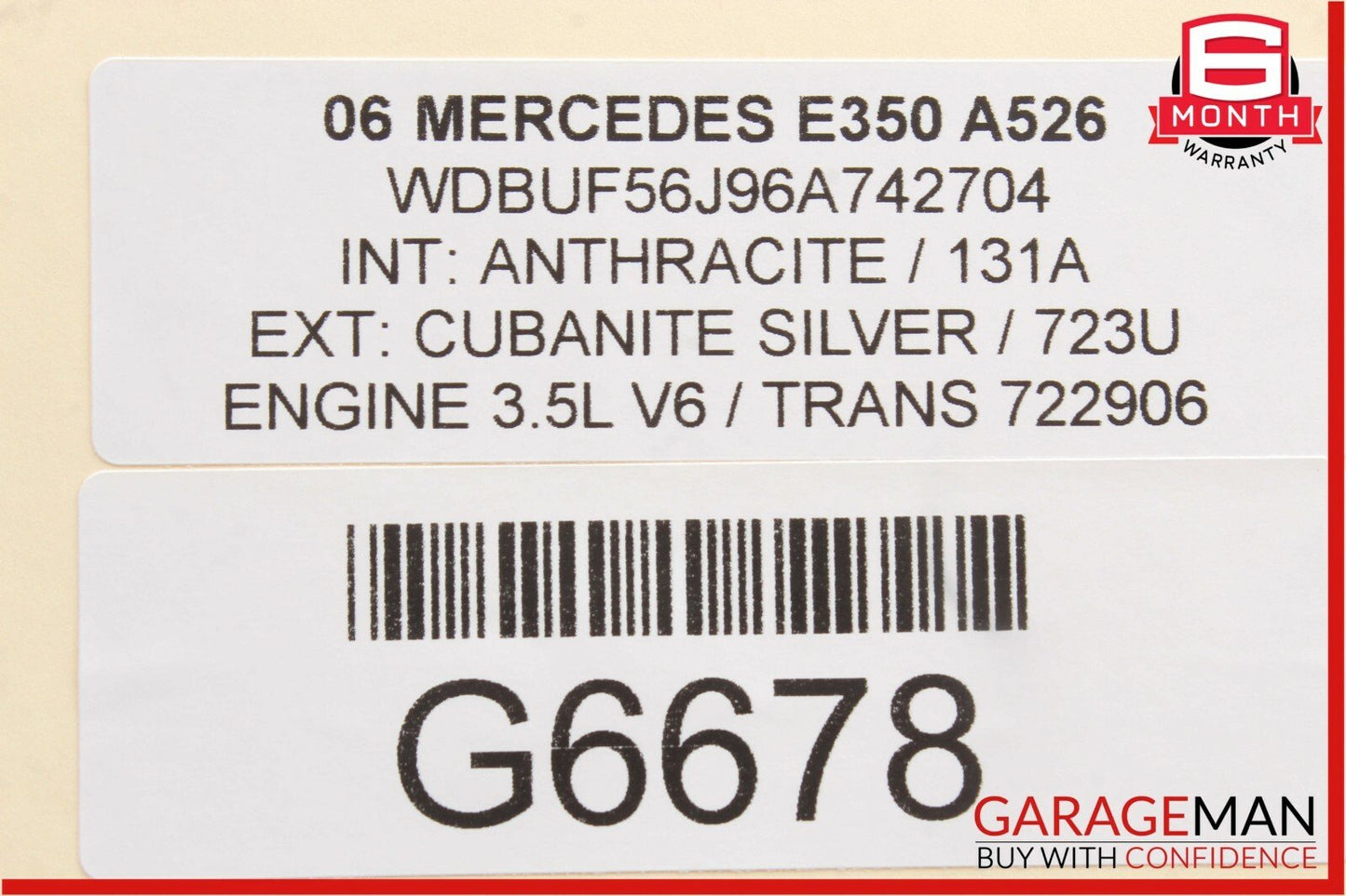 03-09 Mercedes W211 E350 Rear Right Passenger Side Door Window Regulator Motor