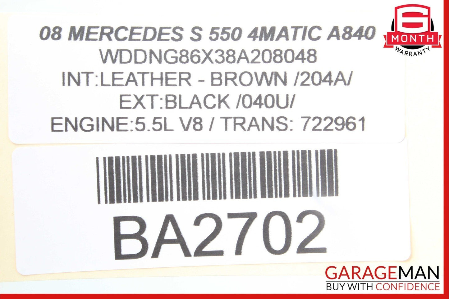 07-09 Mercedes W221 S550 CL550 Overhead Dome Light Sunroof Reading Map Grey