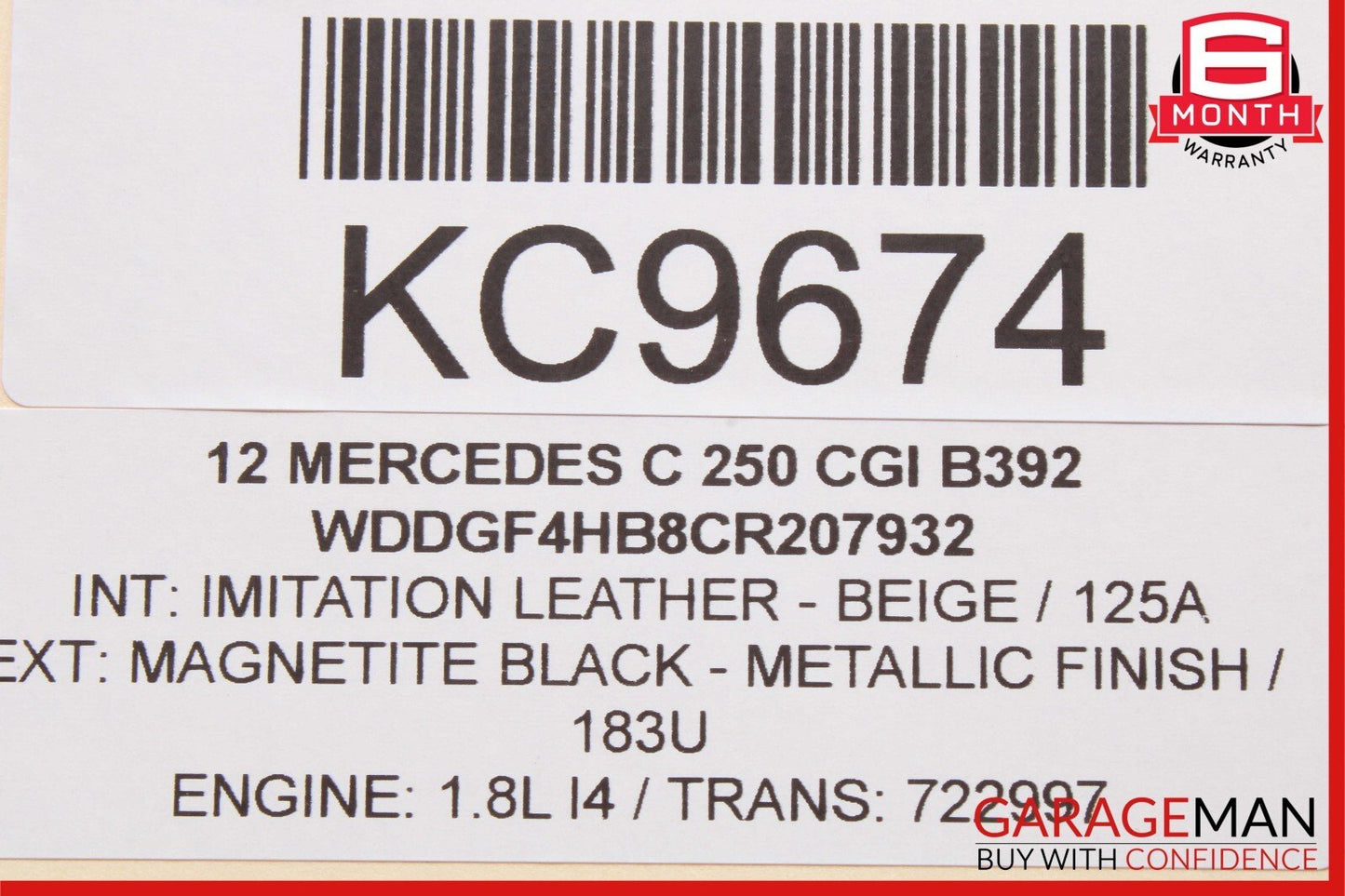 08-14 Mercedes W204 C250 C300 Rear Trunk Tailgate Release Open Handle OEM