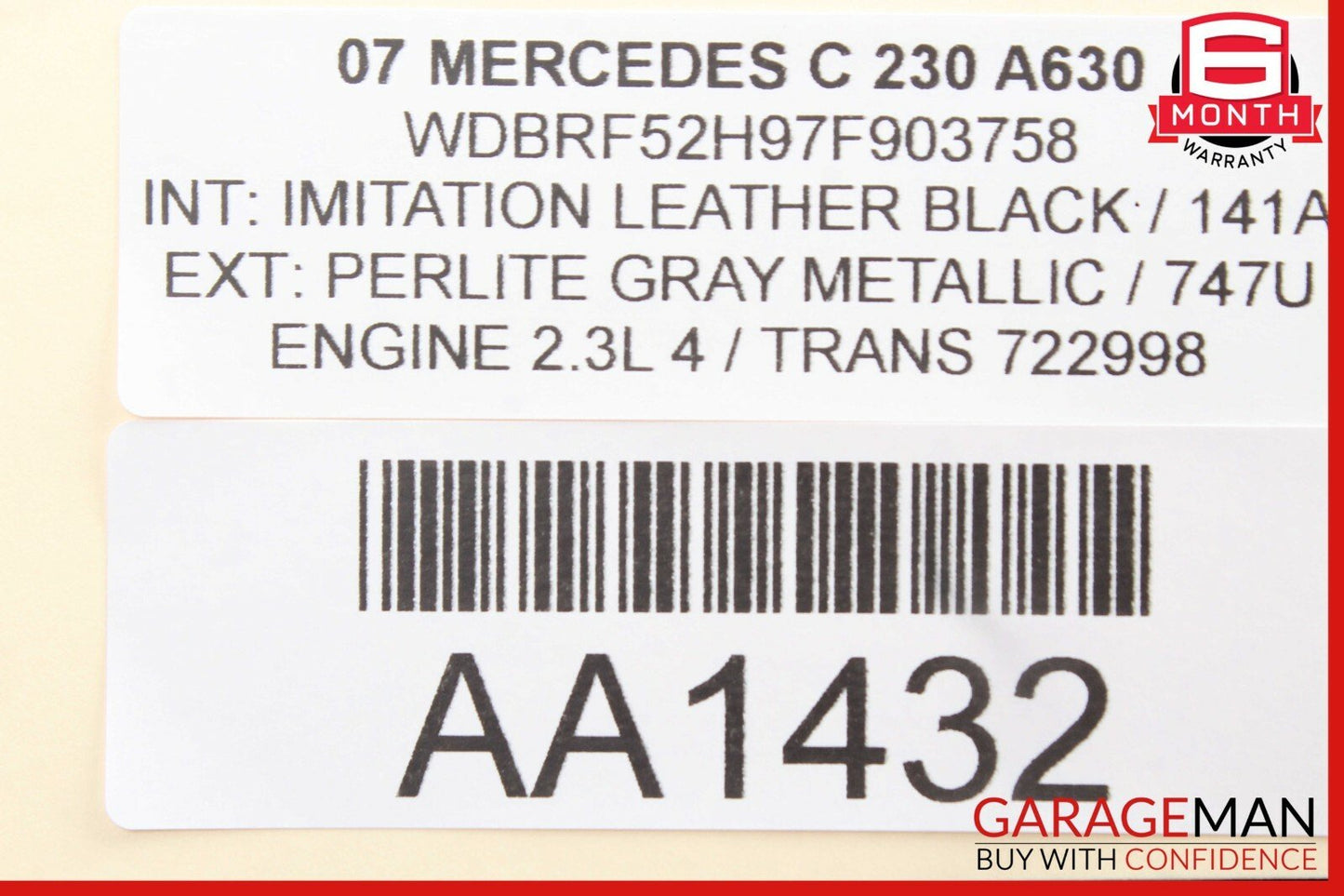 01-07 Mercedes W203 C230 C240 C320 Rear Left Door Control Module 2038202185 OEM