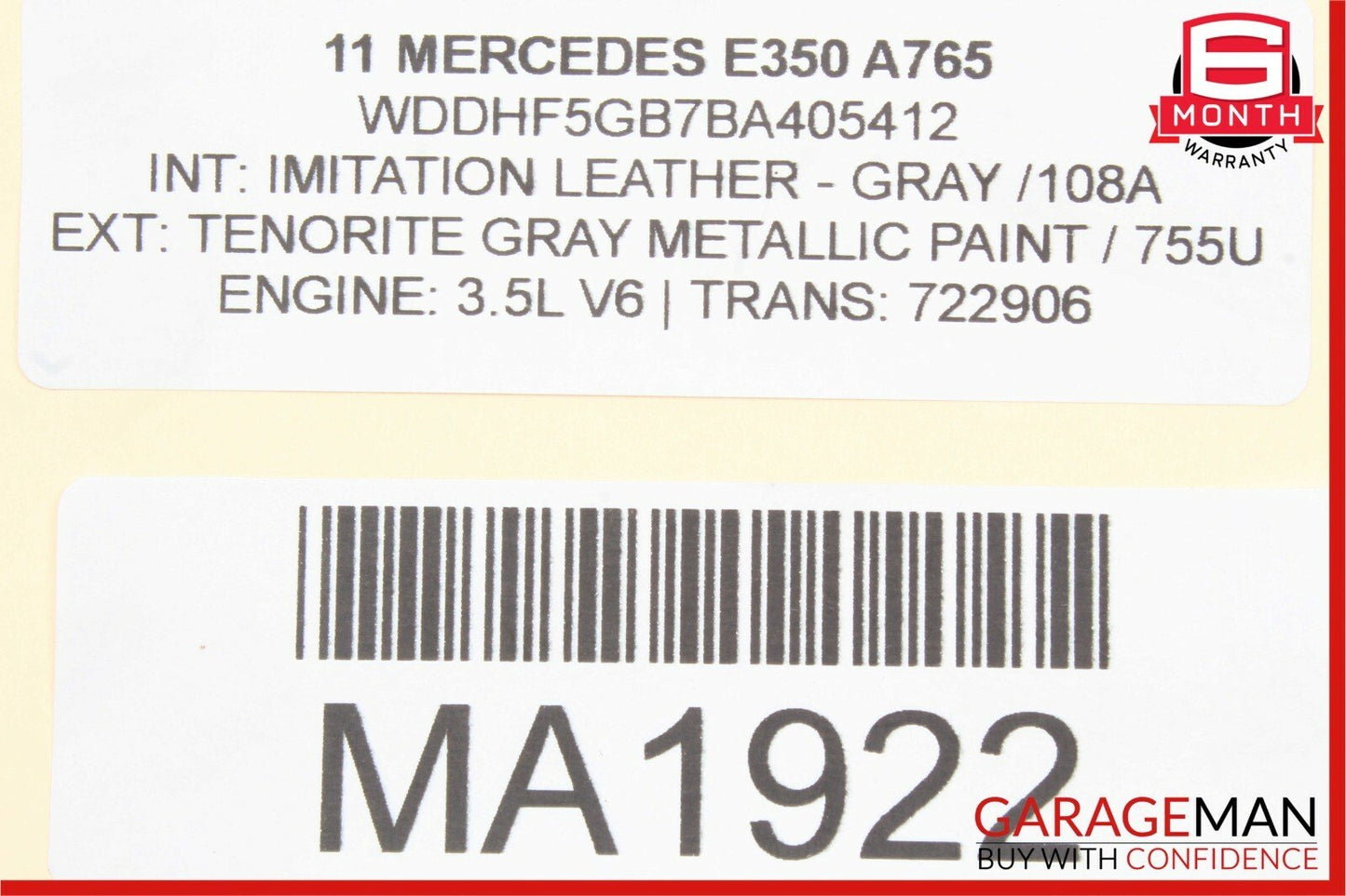 08-18 Mercedes W212 E350 C250 C300 Front Upper Seat Cushion Bladder Bolster OEM