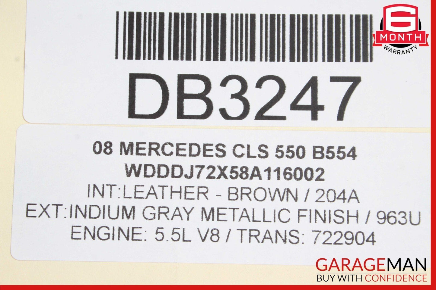 06-11 Mercedes W219 CLS550 Front Right / Left Side Top Upper Seat Cushion Brown