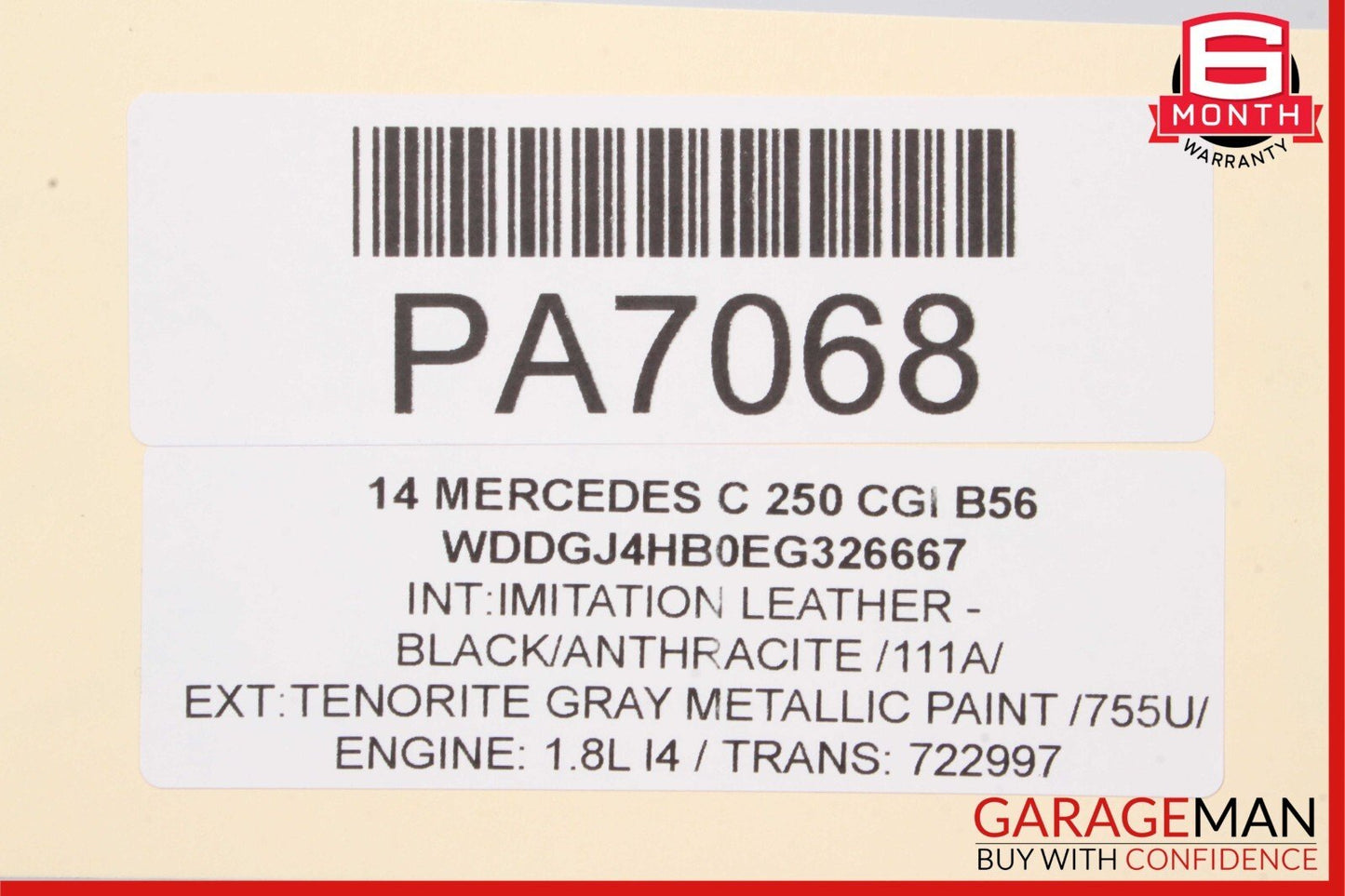 12-14 Mercedes W204 C250 C350 Coupe Front Right Side Exterior Door Shell Gray