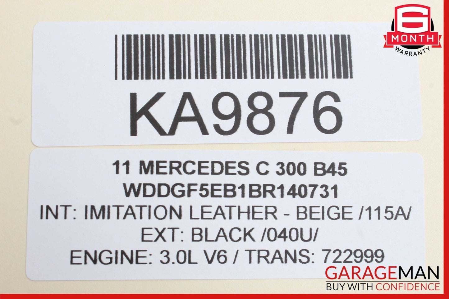 08-11 Mercedes W204 C300 C350 C63 AMG Rear Left Side Exterior Door Handle Black