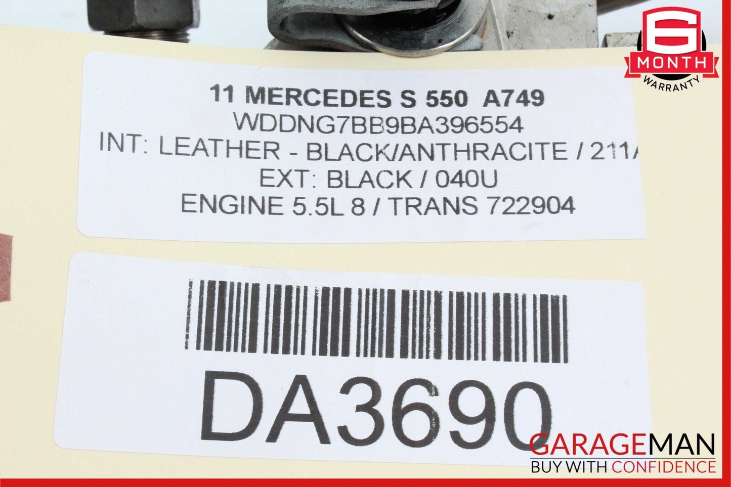 07-11 Mercedes W221 S550 E550 Fuel Injection Rail With Fuel Injectors Left OEM