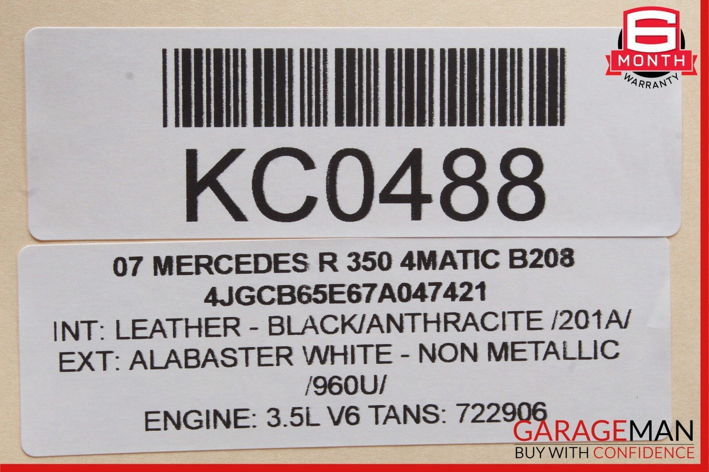 06-08 Mercedes W251 R350 ML350 GL450 Driver Steering Wheel Airbag Black OEM