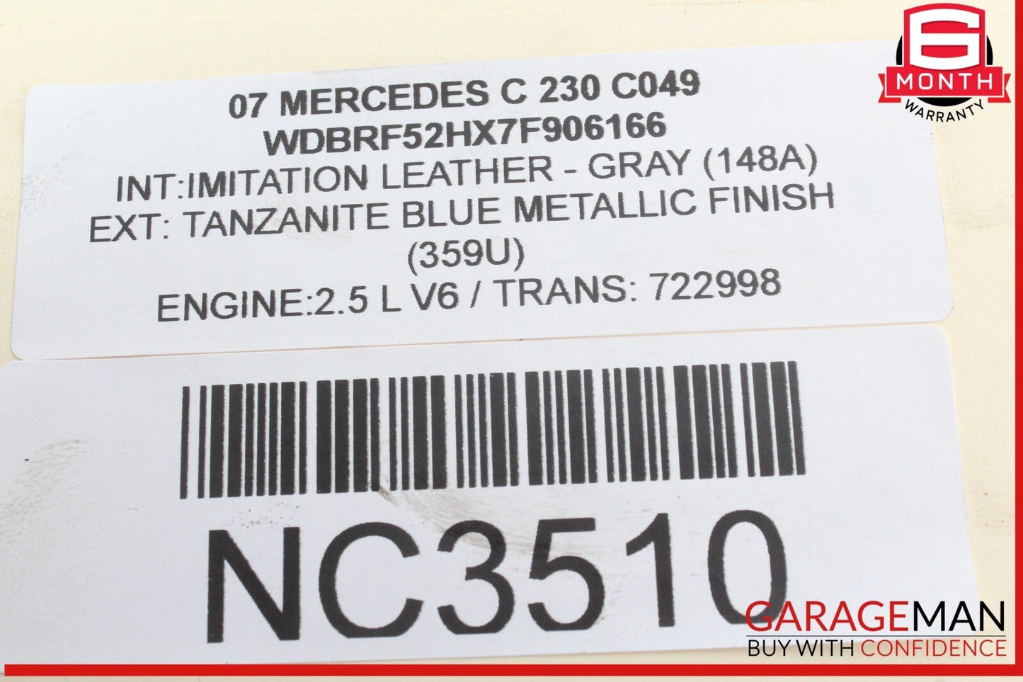 05-12 Mercedes W203 C230 Left Side Engine Camshaft Cam Shaft Exhaust OEM