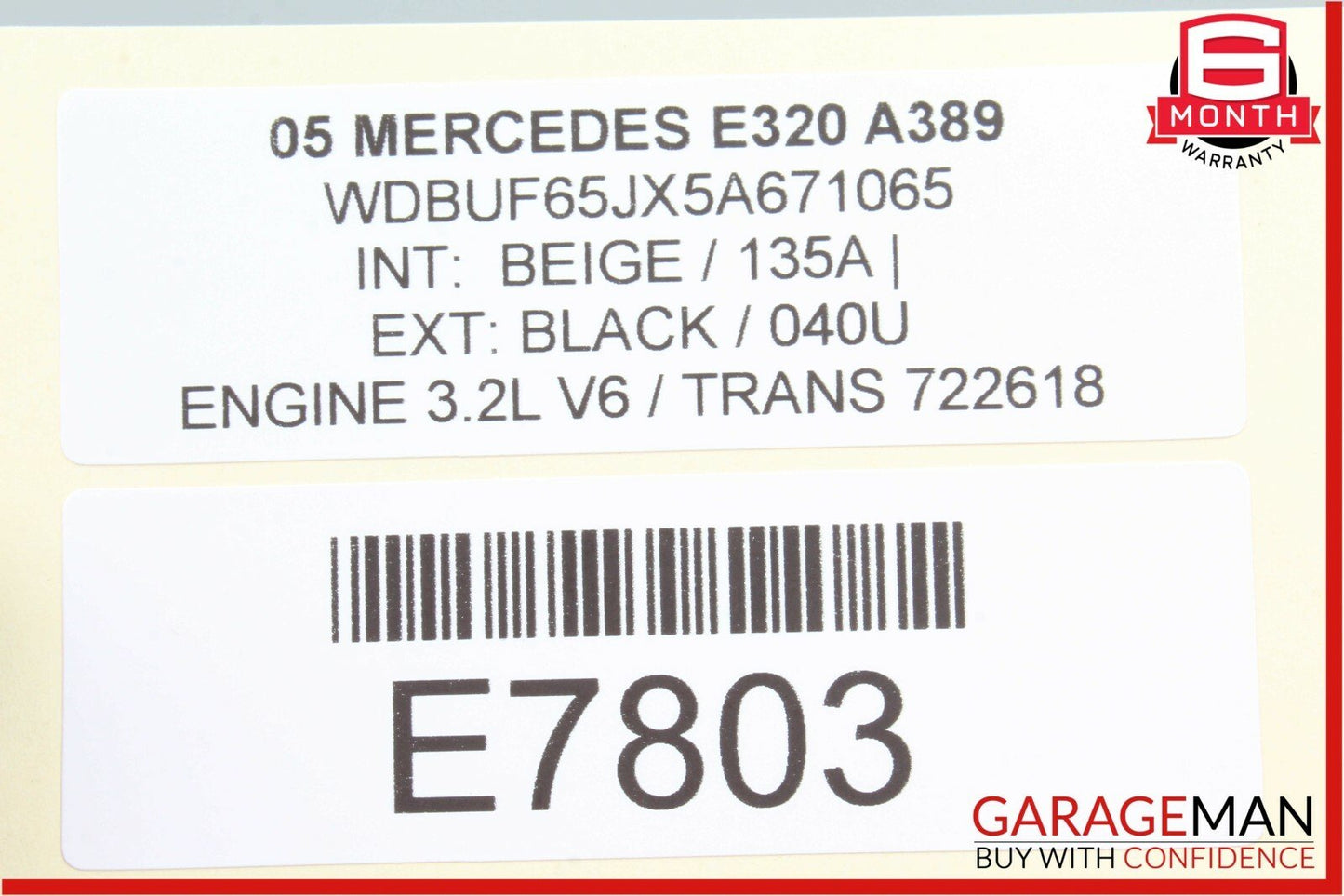 03-06 Mercedes W211 E320 E55 AMG Front Top Upper Overhead Dome Light Lamp Beige