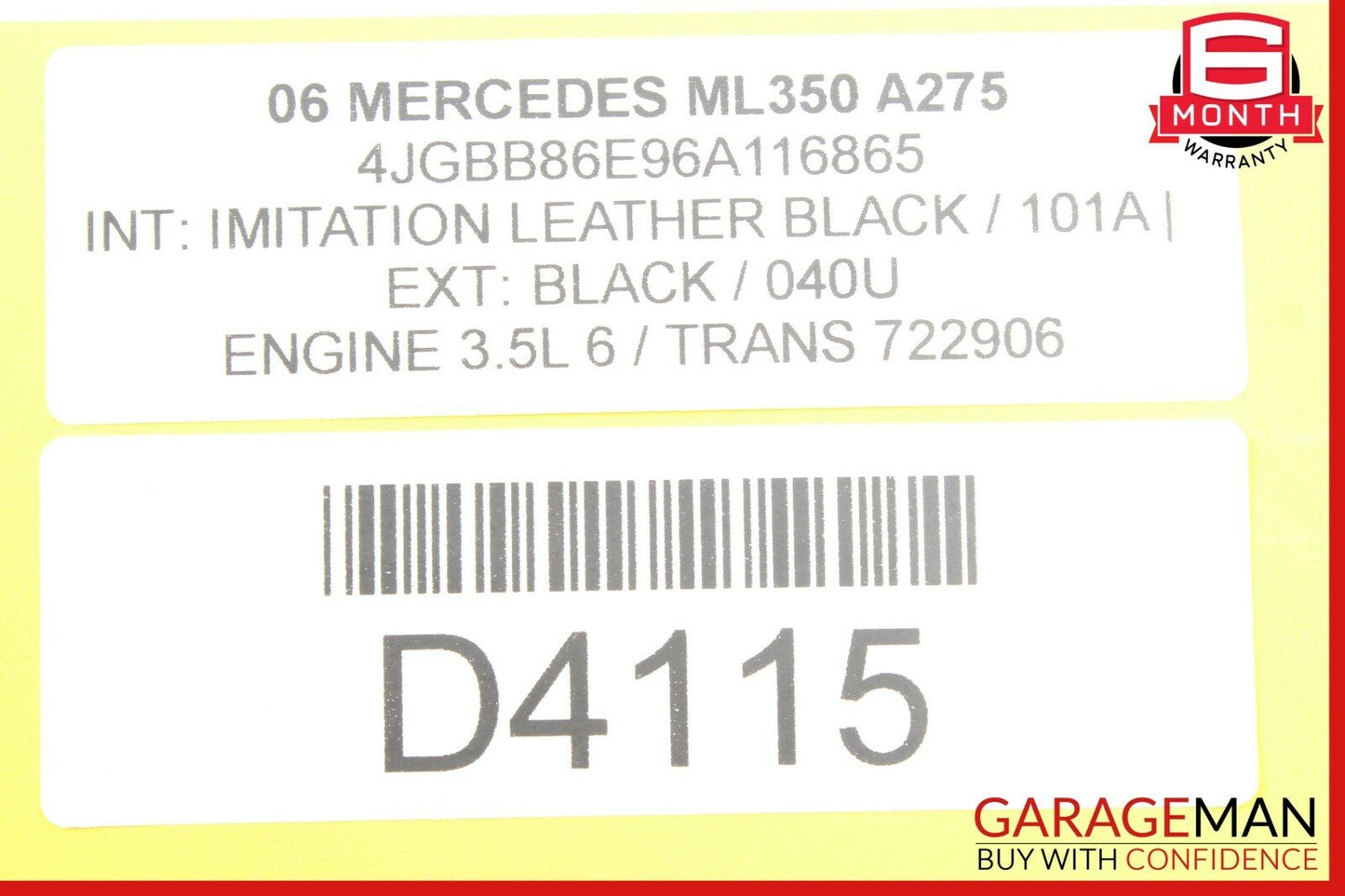 06-12 Mercedes W164 ML350 GL450 Front Top Overhead Dome Light Reading Map Lamp