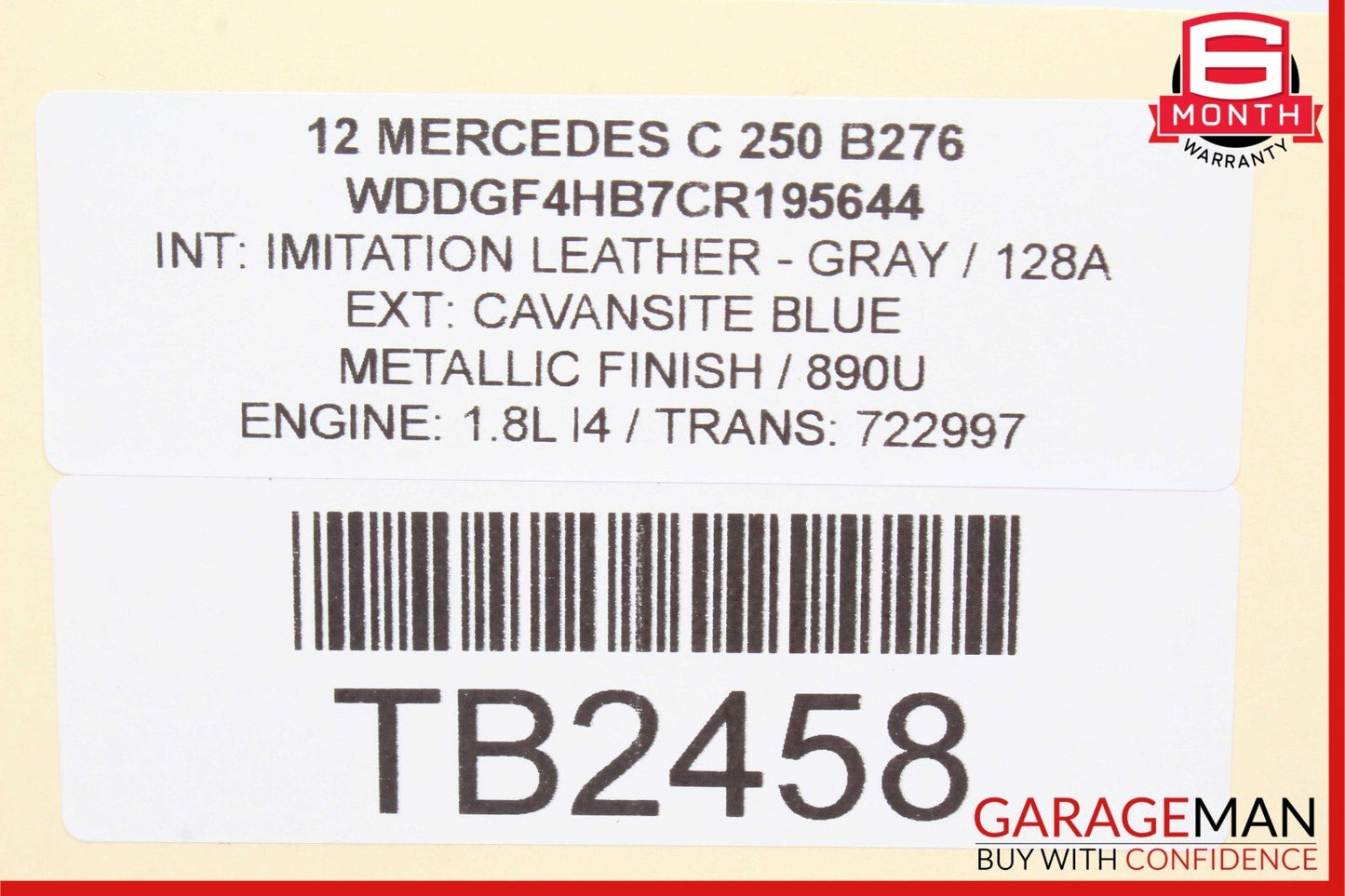 12-14 Mercedes W204 C300 C250 Sedan Right Passenger Exterior Door Handle Blue