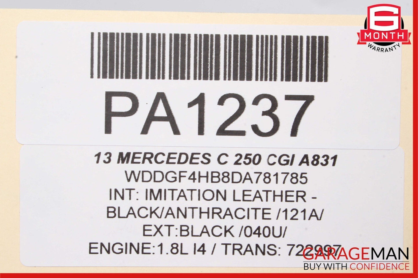 08-14 Mercedes W204 C280 C300 AMG Sport Sedan Left Side Skirt Rocker Panel Black