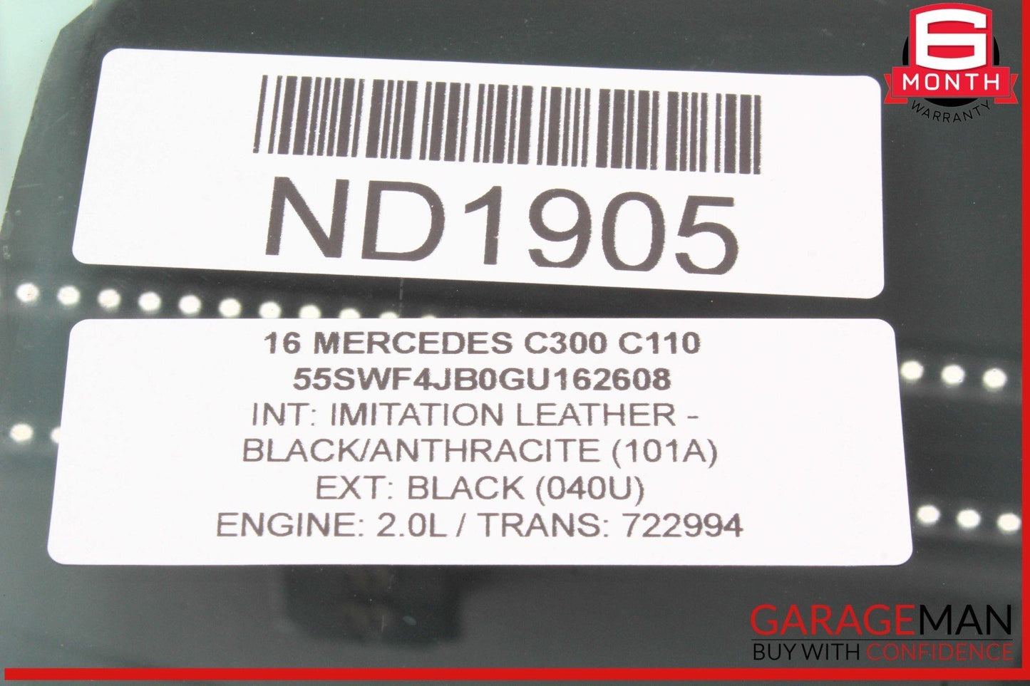 15-21 Mercedes W205 C300 C400 Rear Left Driver Side Door Window Glass OEM