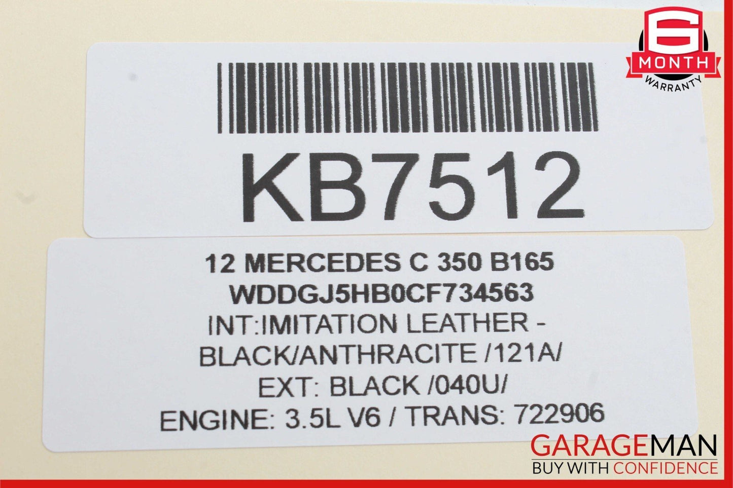 08-16 Mercedes W204 C300 C350 E400 E550 Interior Rear View Mirror Assembly Black