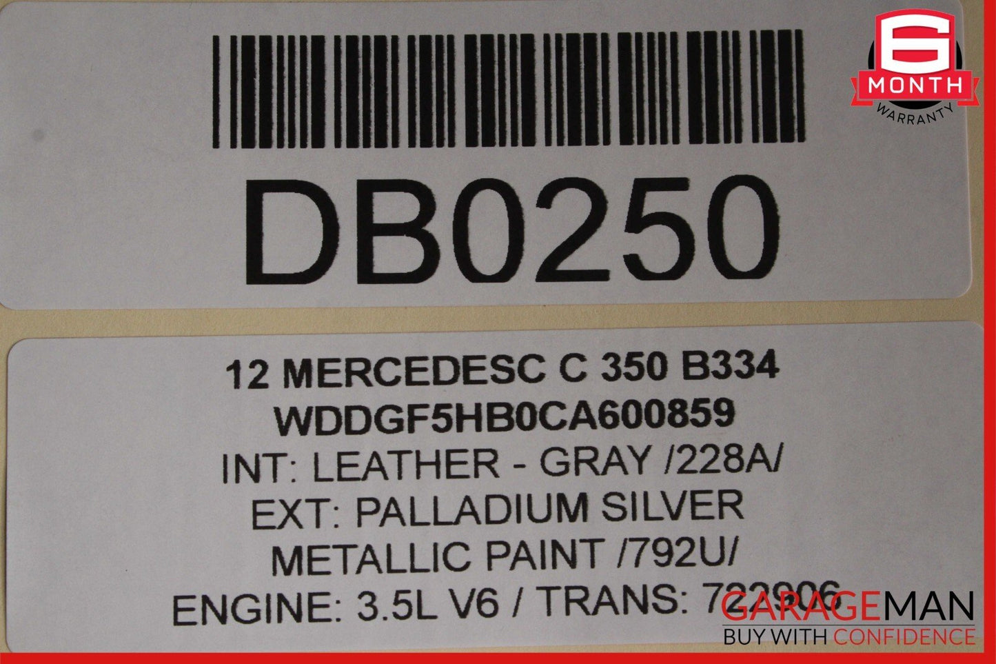 12-14 Mercedes W204 C250 C350 Front Left Driver Side Top Upper Seat Cushion Gray