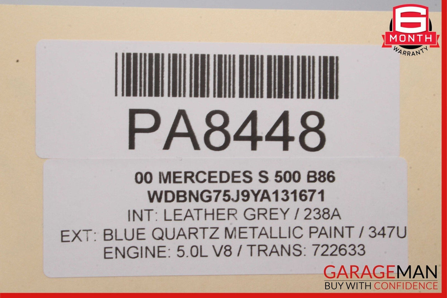 00-06 Mercedes W220 S430 Base Right Rocker Panel Side Skirt Molding Blue Quartz