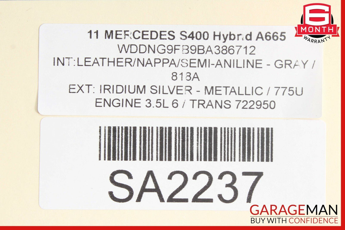 07-13 Mercedes W221 S550 S600 S63 AMG Trunk Lid Shell Silver OEM