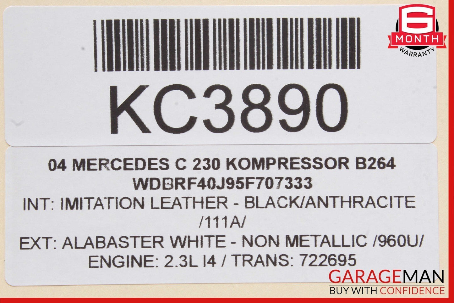 01-07 Mercedes W203 C230 Rear Left Driver Side Exterior Door Handle White OEM
