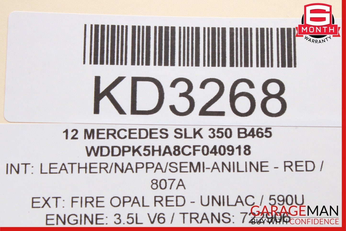 12-20 Mercedes R172 SLK350 Rear Right Side Door Window Regulator Motor Unit OEM