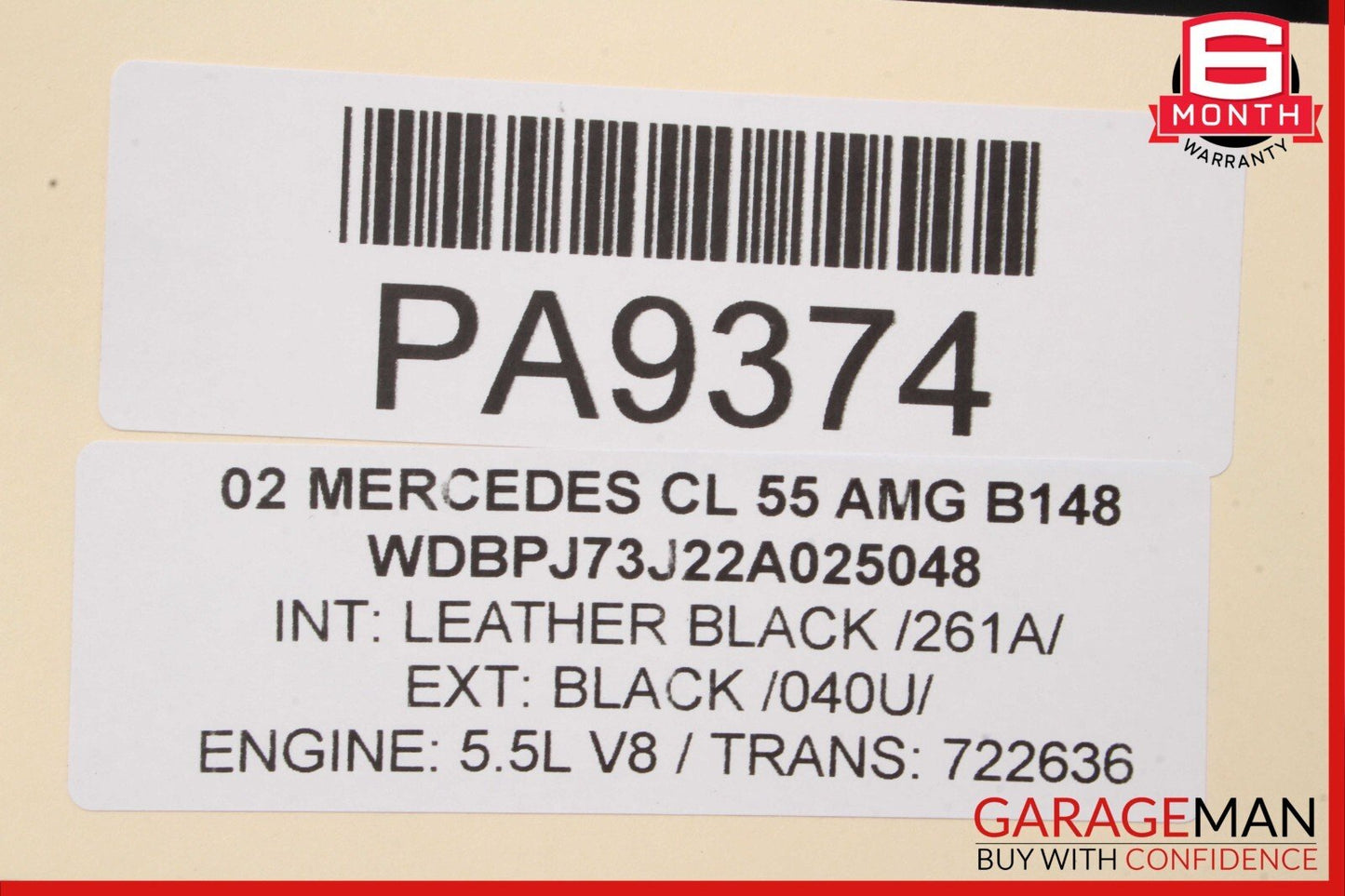 00-06 Mercedes W215 CL500 CL55 AMG CL600 Front Hood Bonnet Cover Panel Black