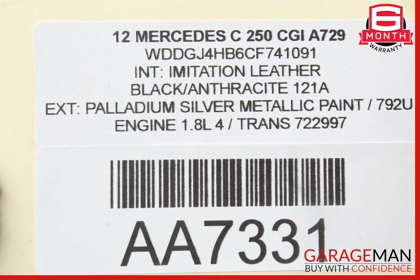 12-14 Mercedes W204 C250 Coupe Rear Left Seat Bolster Cushion Pad Cover Black